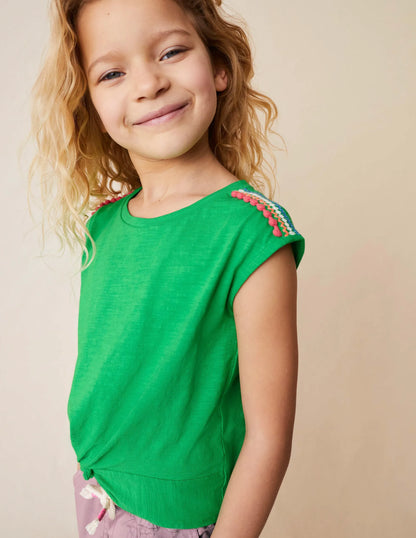 Gathered Front Tee-Bright Green
