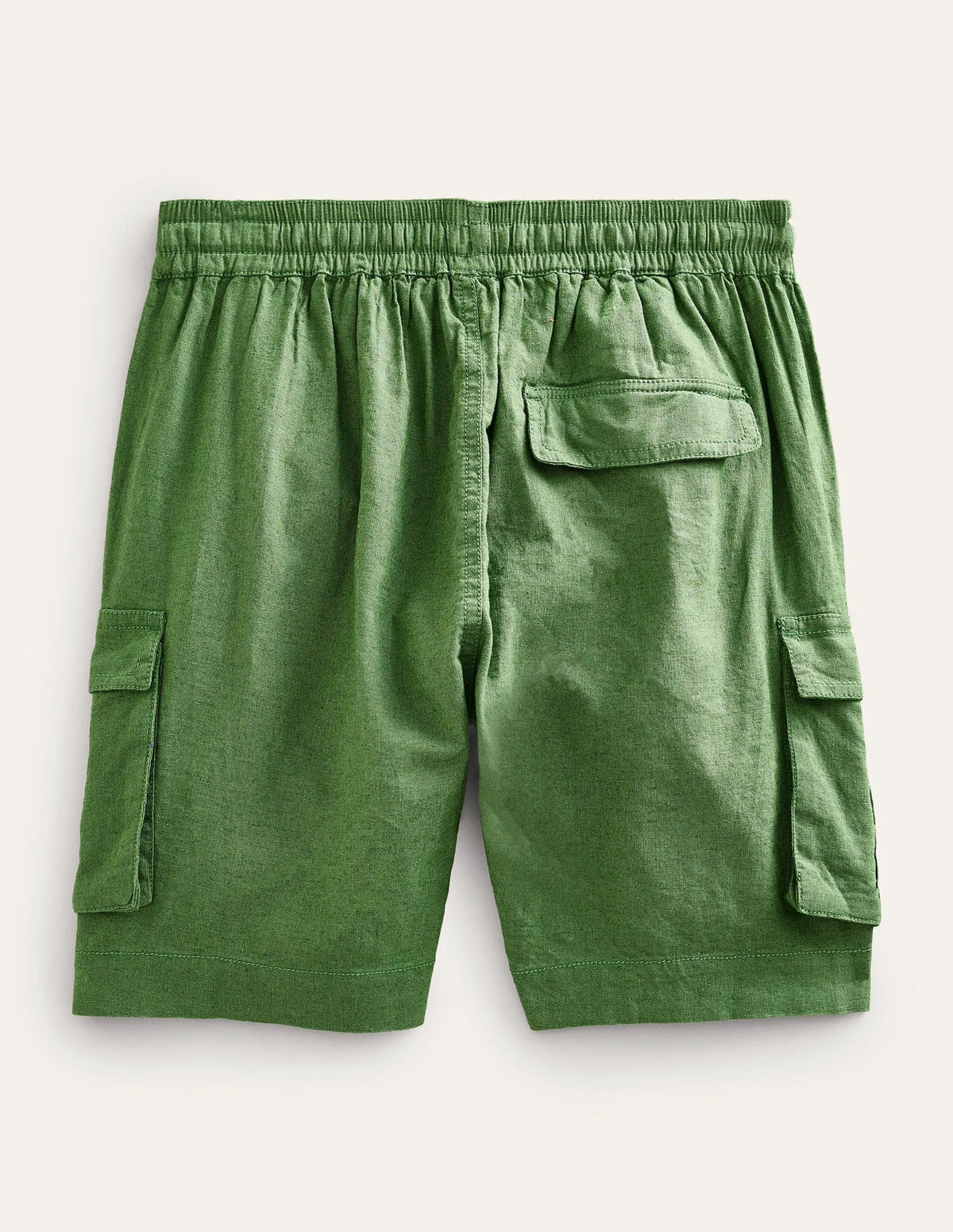Linen Cotton Cargo Shorts-Khaki Green