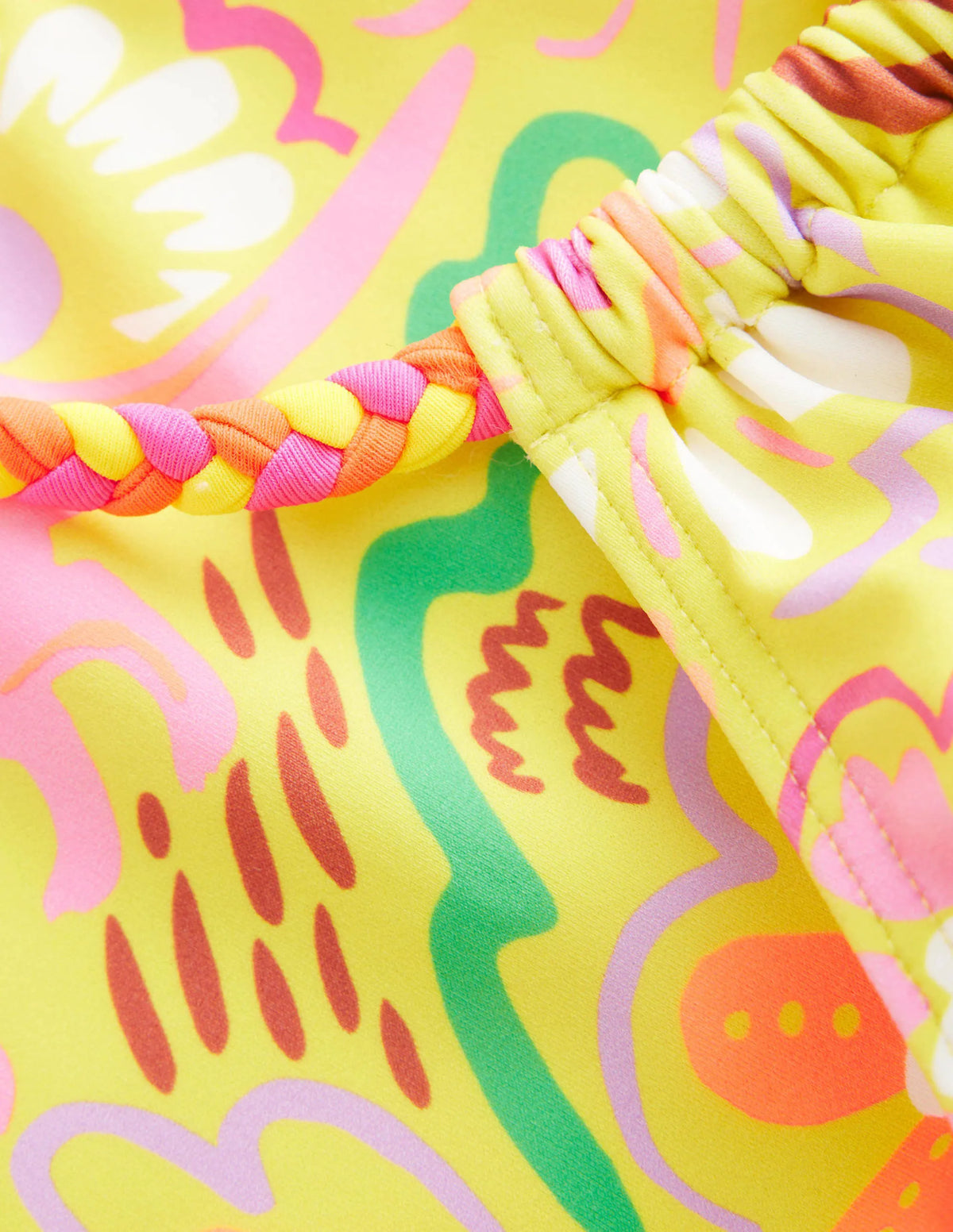 Loop Back Bikini-Ivory, Yellow Floral Animals