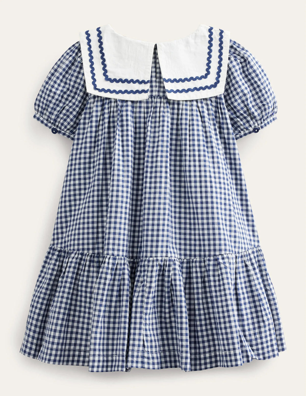 Woven Sailor Dress-College Navy Ivory Gingham