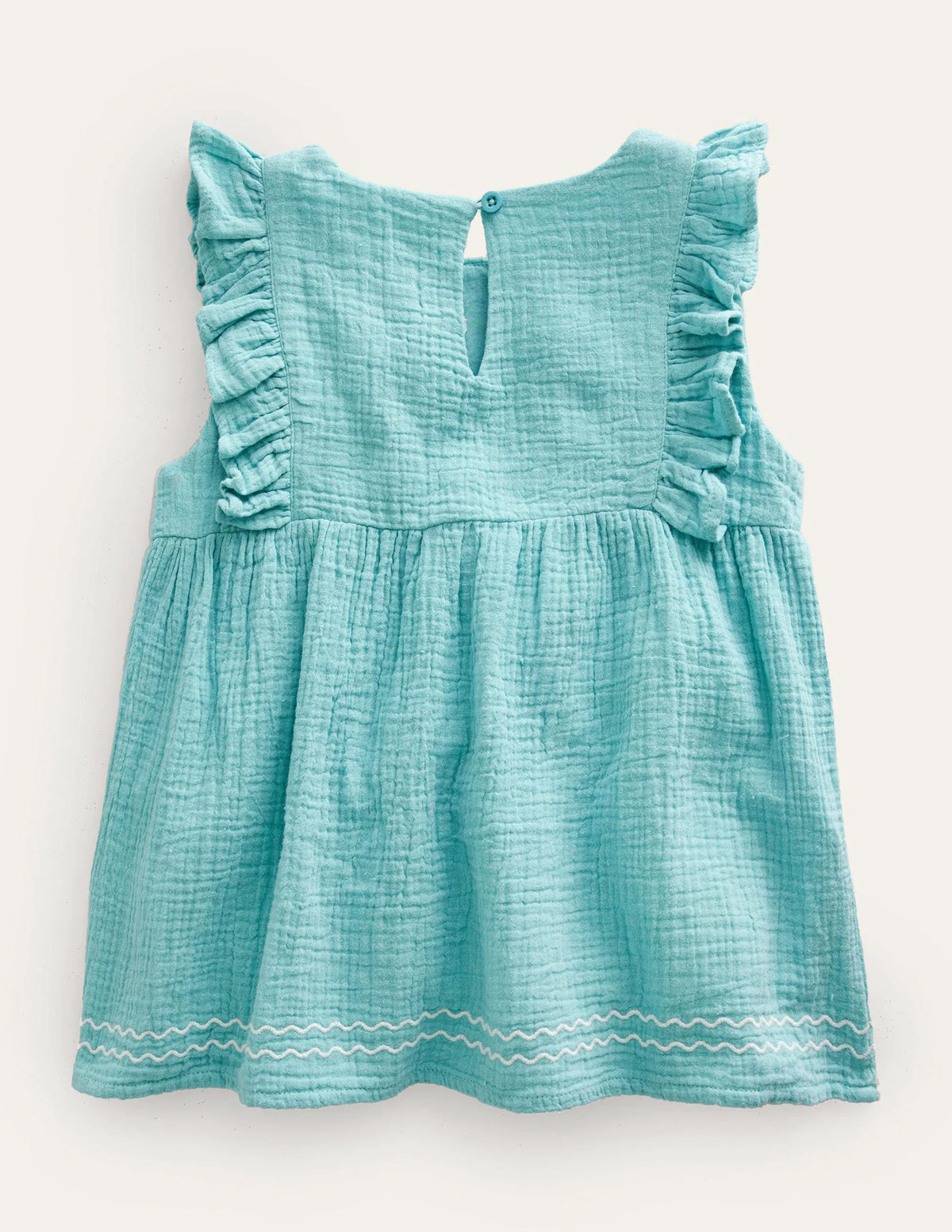 Embroidered Double Cloth Top-Aqua Sea