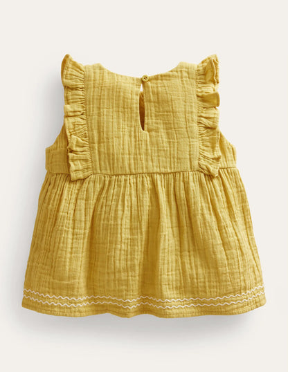 Embroidered Double Cloth Top-Buttercup