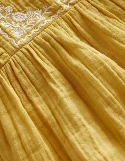 Embroidered Double Cloth Top-Buttercup