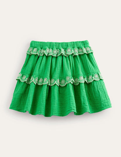 Double Cloth Scallop Skirt-Bright Green