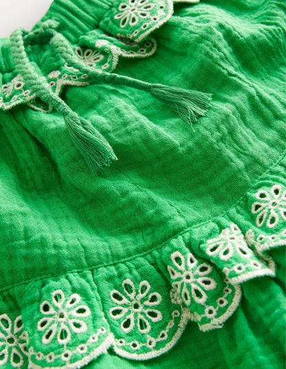 Double Cloth Scallop Skirt-Bright Green