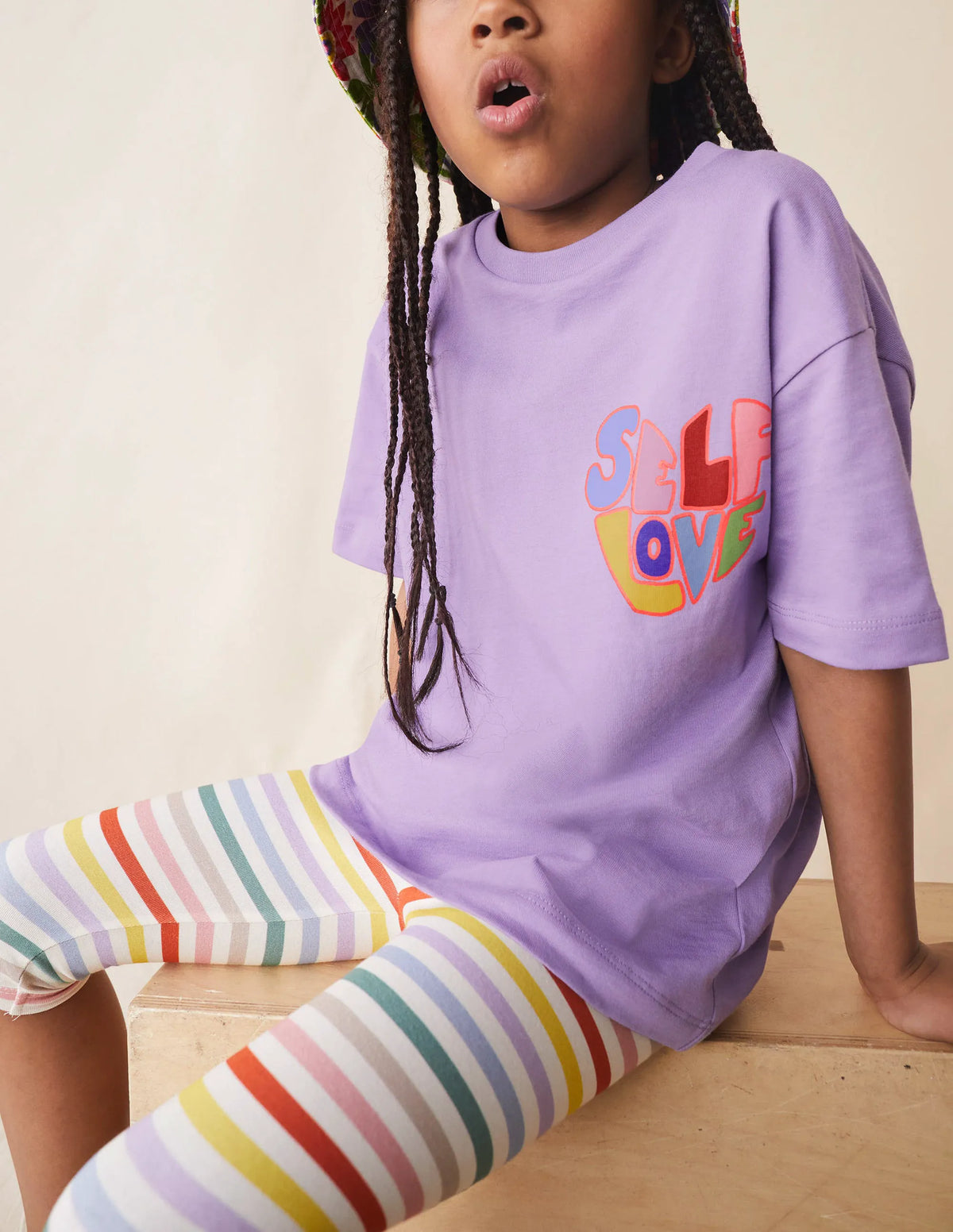 Fun Cropped Leggings-Buttercup Yellow/Purple