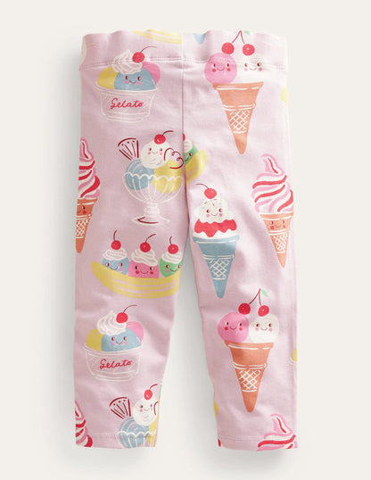 Fun Cropped Leggings-Pink Ice Creams