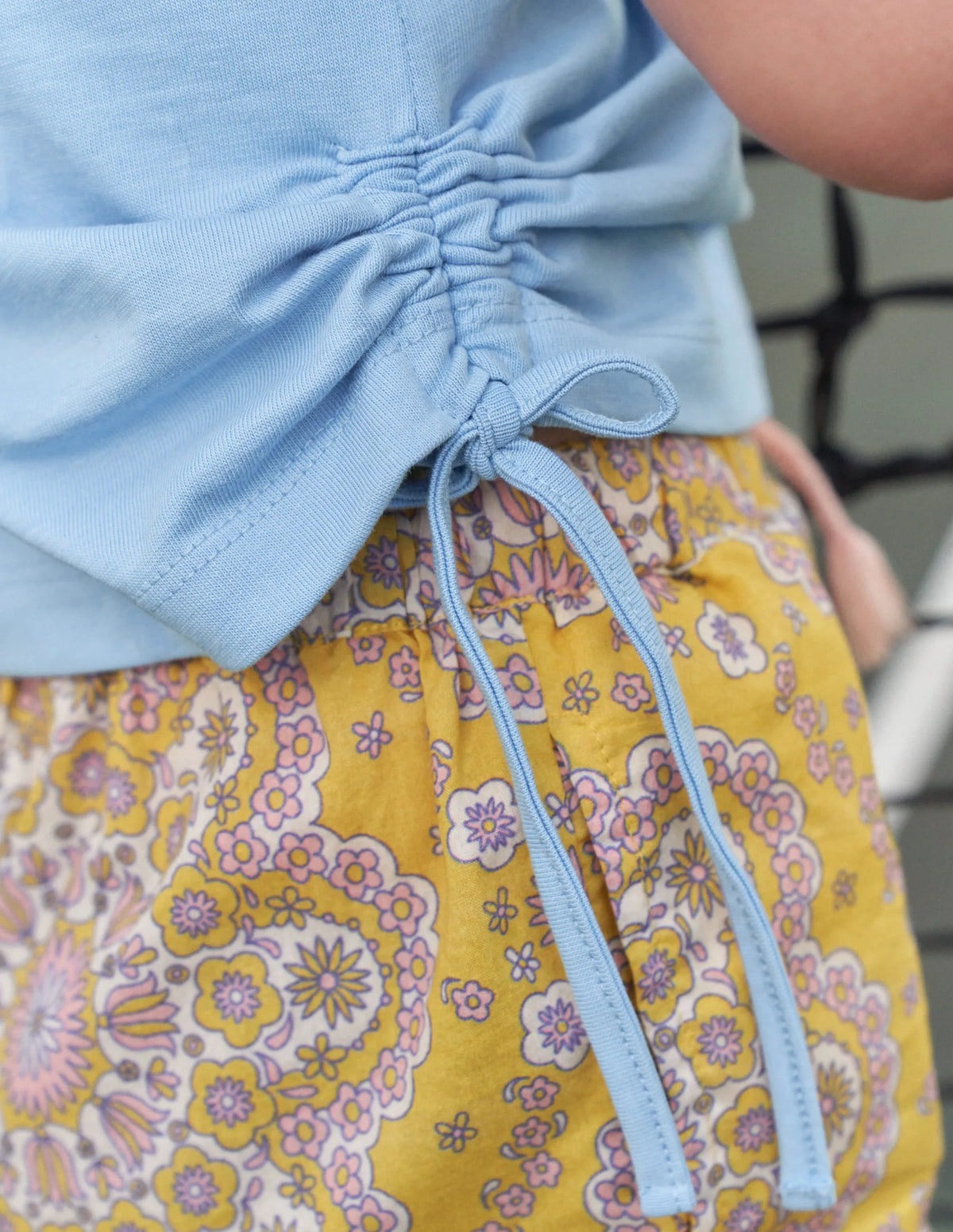 Ruched Side Tee-Vista Blue