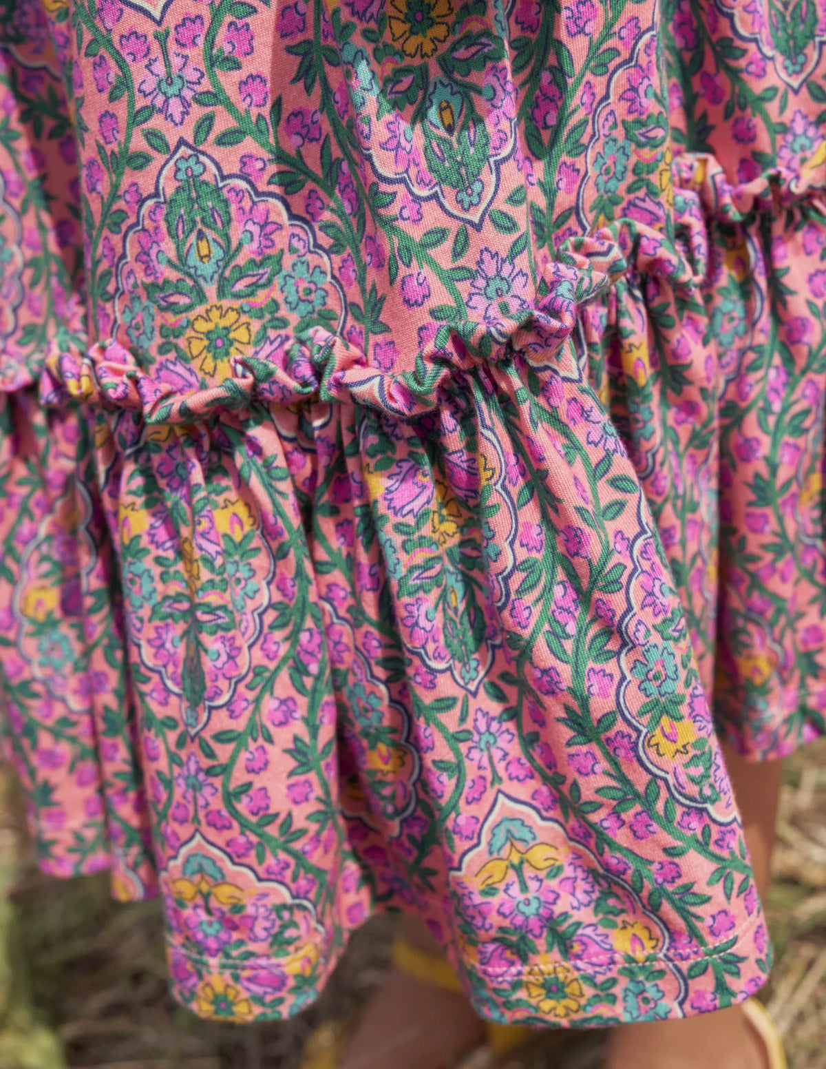 Printed Jersey Midi Skirt-Azalea Woodblock Vine