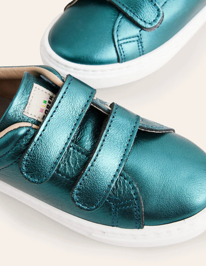 Double Strap Low Tops-Teal Blue