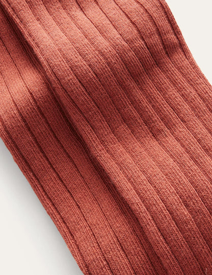 Ribbed Tights-Chestnut Brown