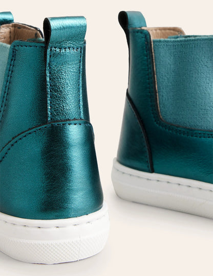 Metallic Ankle Boots-Navy