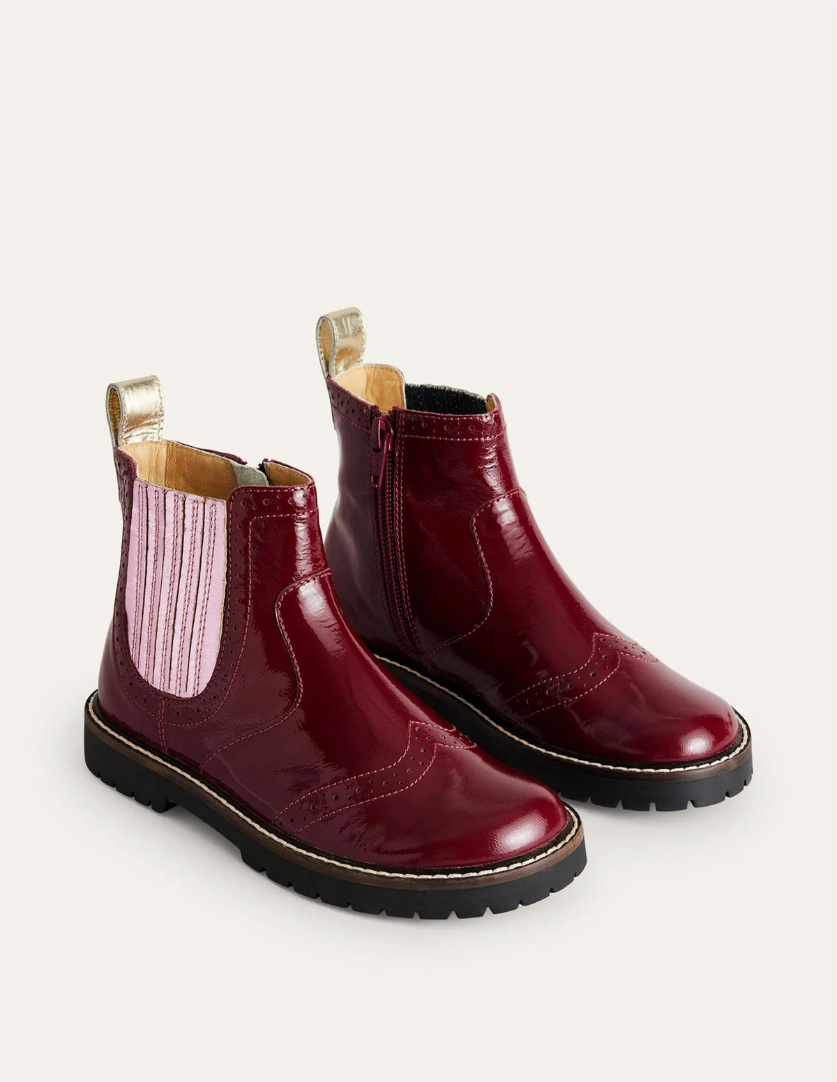 Leather Chelsea Boots-Burgundy Patent