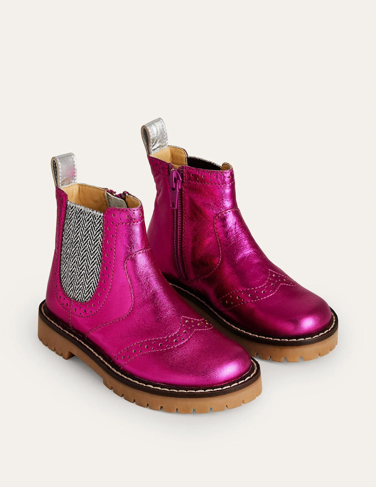 Leather Chelsea Boots-Bright Pink Metallic