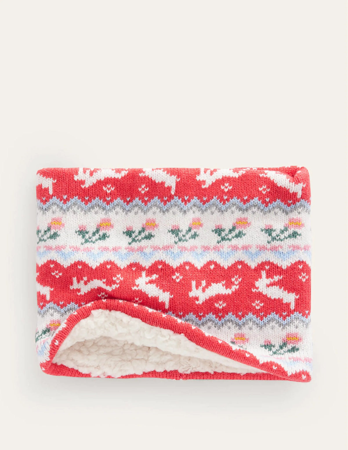 Fair Isle Knitted Snood-Rose Pink