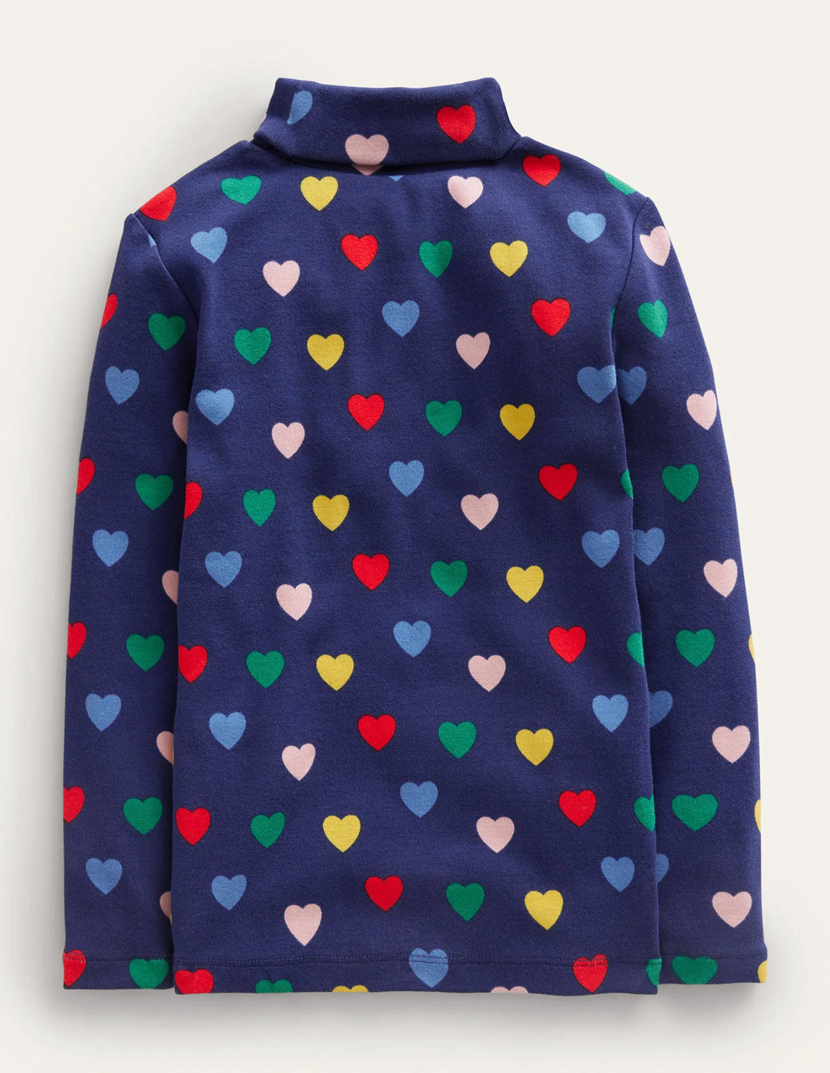 Super Soft Roll Neck Top-College Navy Hearts