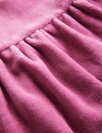 Tiered Velour Dress-Teacup Pink