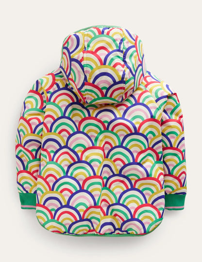 Printed Sherpa Lined Anorak-Multi Rainbow