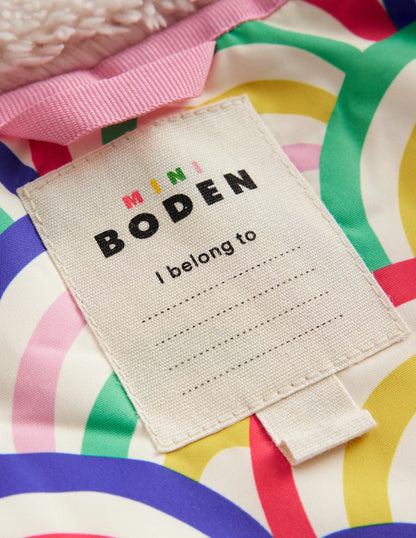 Printed Sherpa Lined Anorak-Multi Rainbow