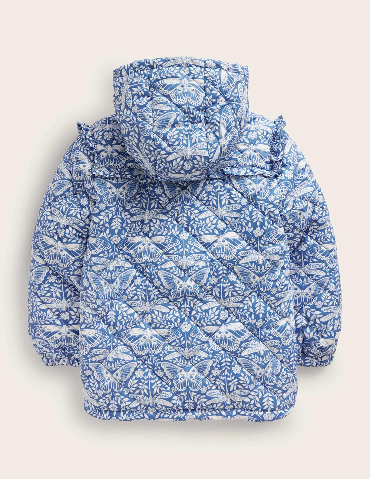 Scallop Quilted Anorak-Delft Blue Butterfly
