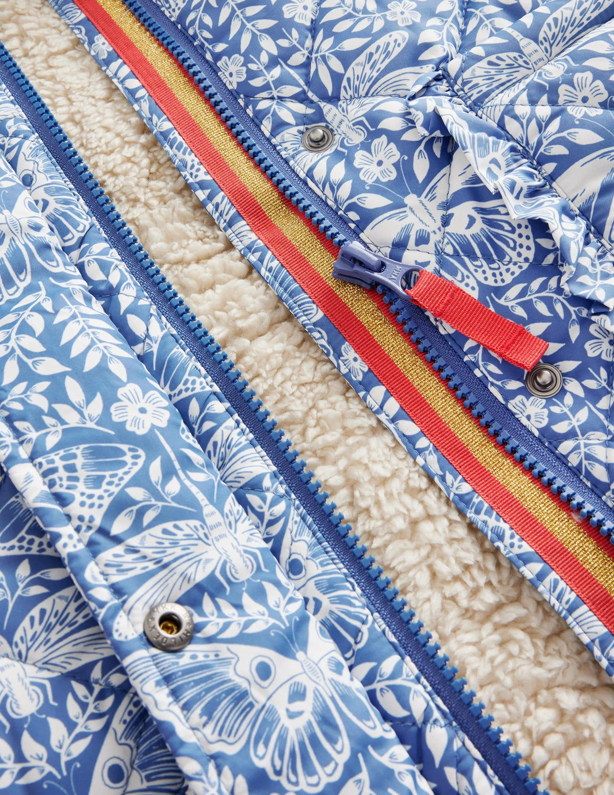 Scallop Quilted Anorak-Delft Blue Butterfly