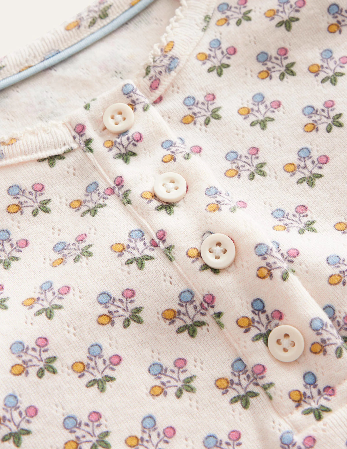 Henley Pointelle Top-Vanilla Pod/Mustard Floral