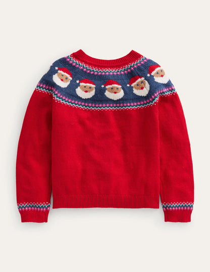 Fun Fair Isle Cardigan-Red Father Christmas