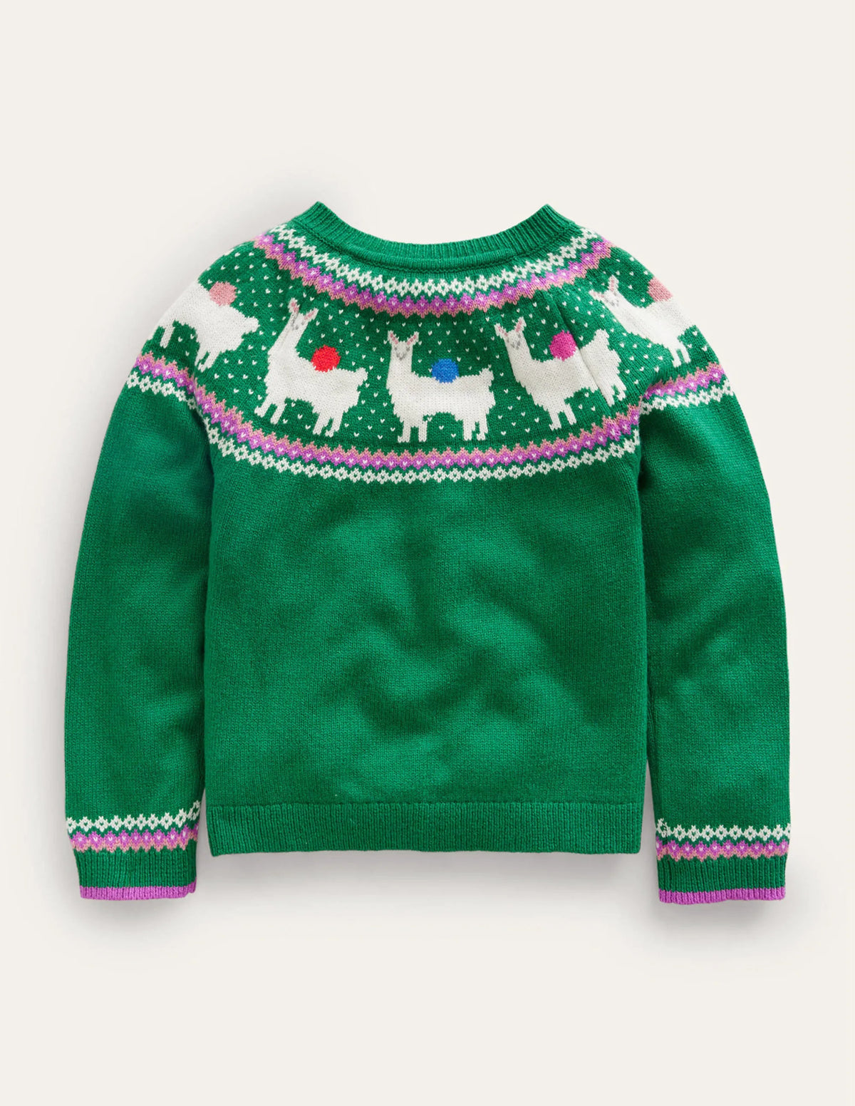 Fun Fair Isle Cardigan-Deep Green Llama