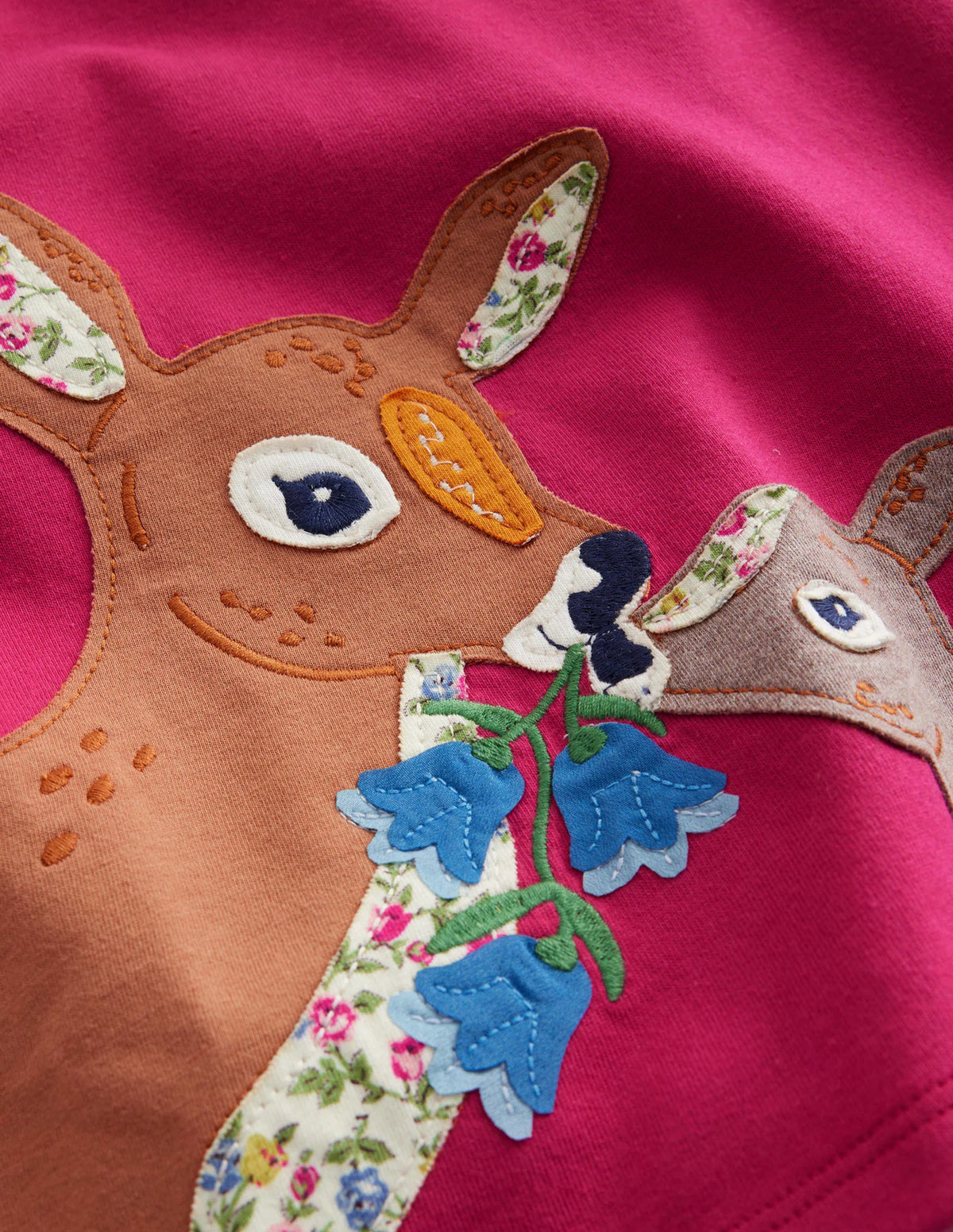 Puff Sleeve Appliqué T-shirt-Penelope Pink Deer