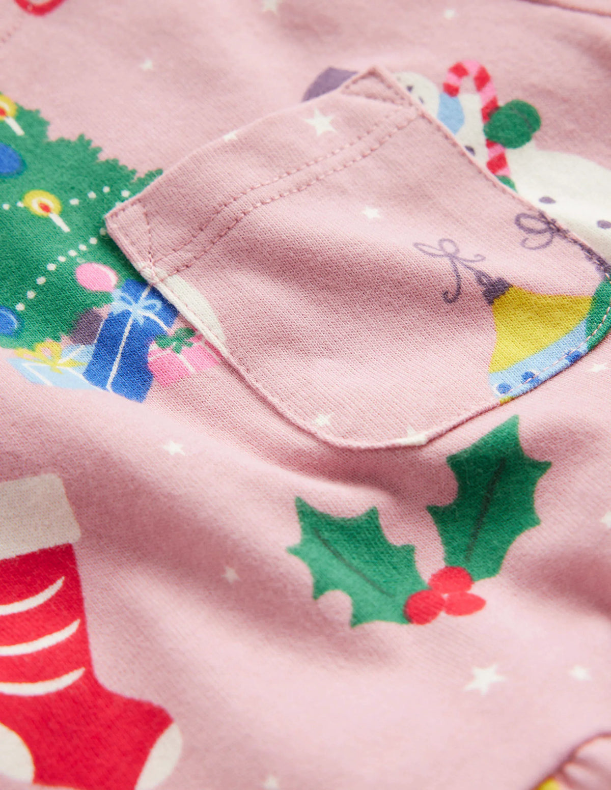 Long Sleeve Fun Jersey Dress-Almond Pink Festive