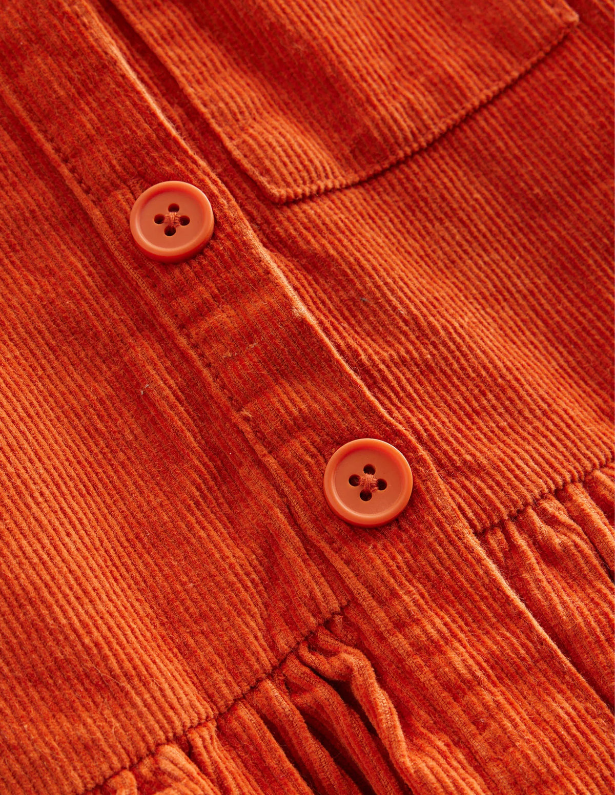 Button Pinafore Dress-Conker Orange Cord