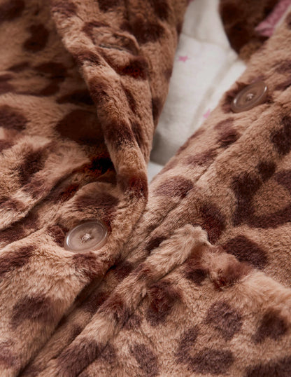 Faux Fur Duffle Coat-Large Leopard