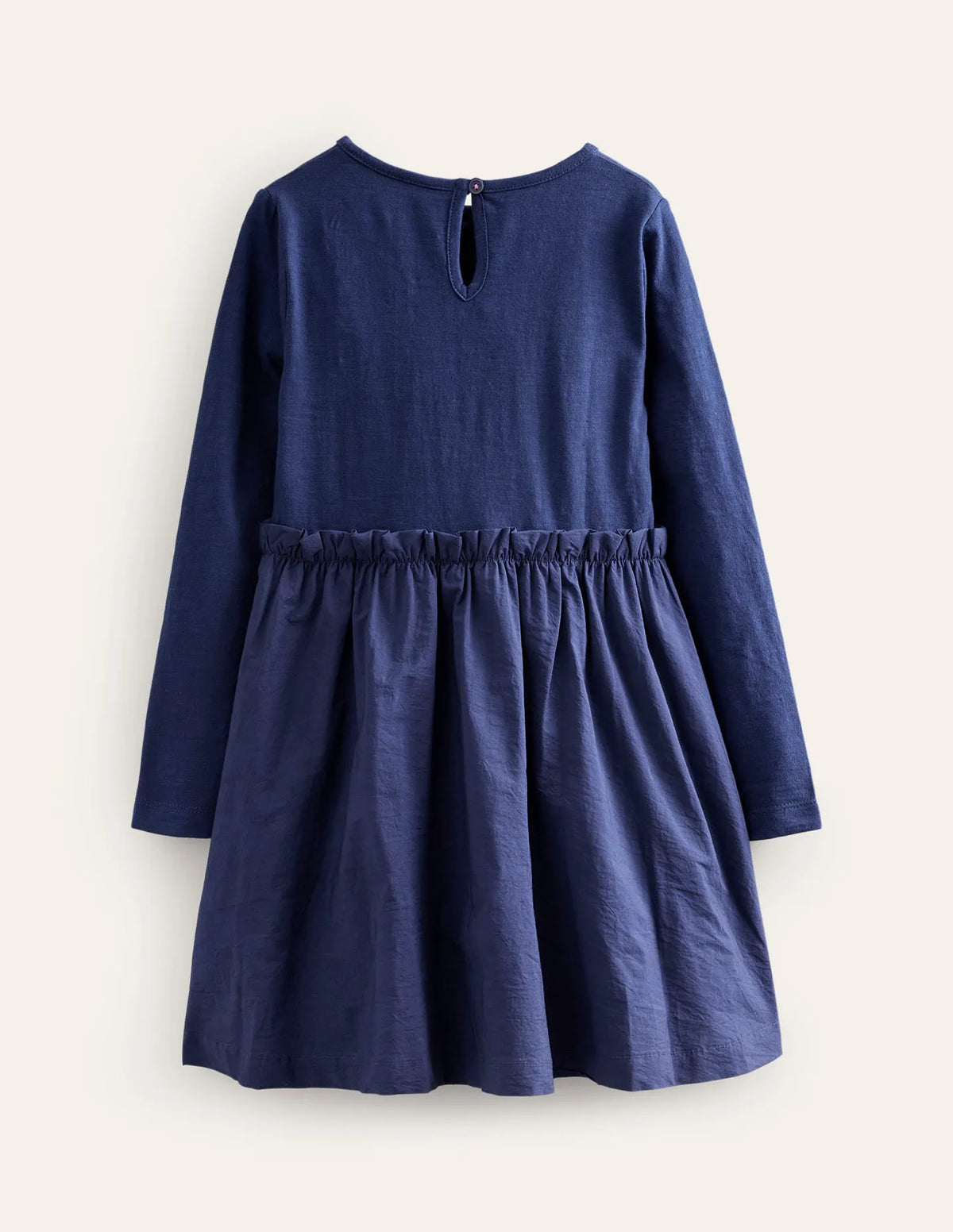 Jersey Woven Applique Dress-College Navy