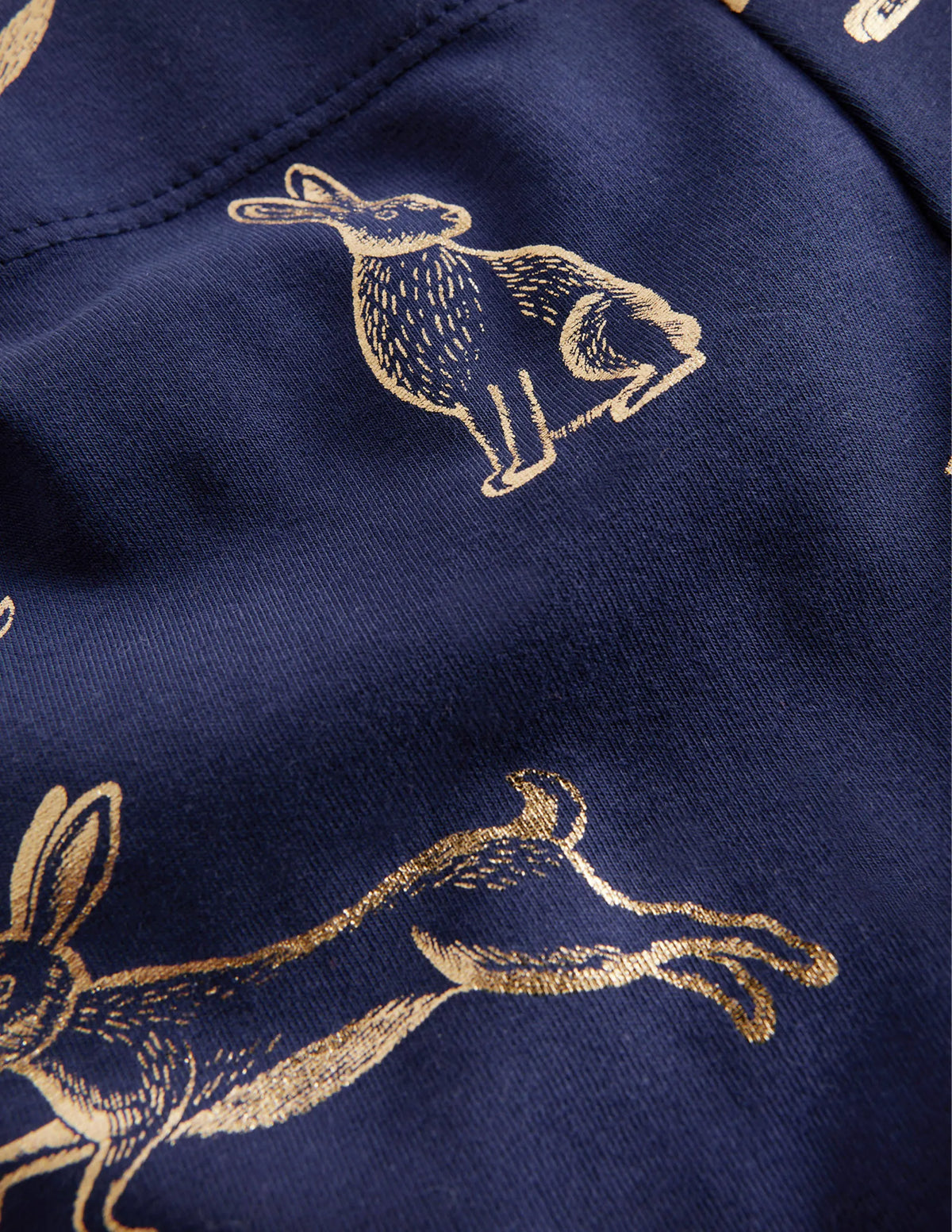 Fun Leggings-College Navy Foil Bunnies