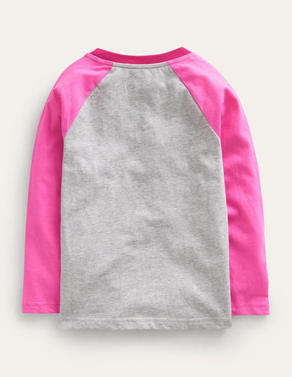 Colourblock Raglan T-shirt-Grey Marl Stars