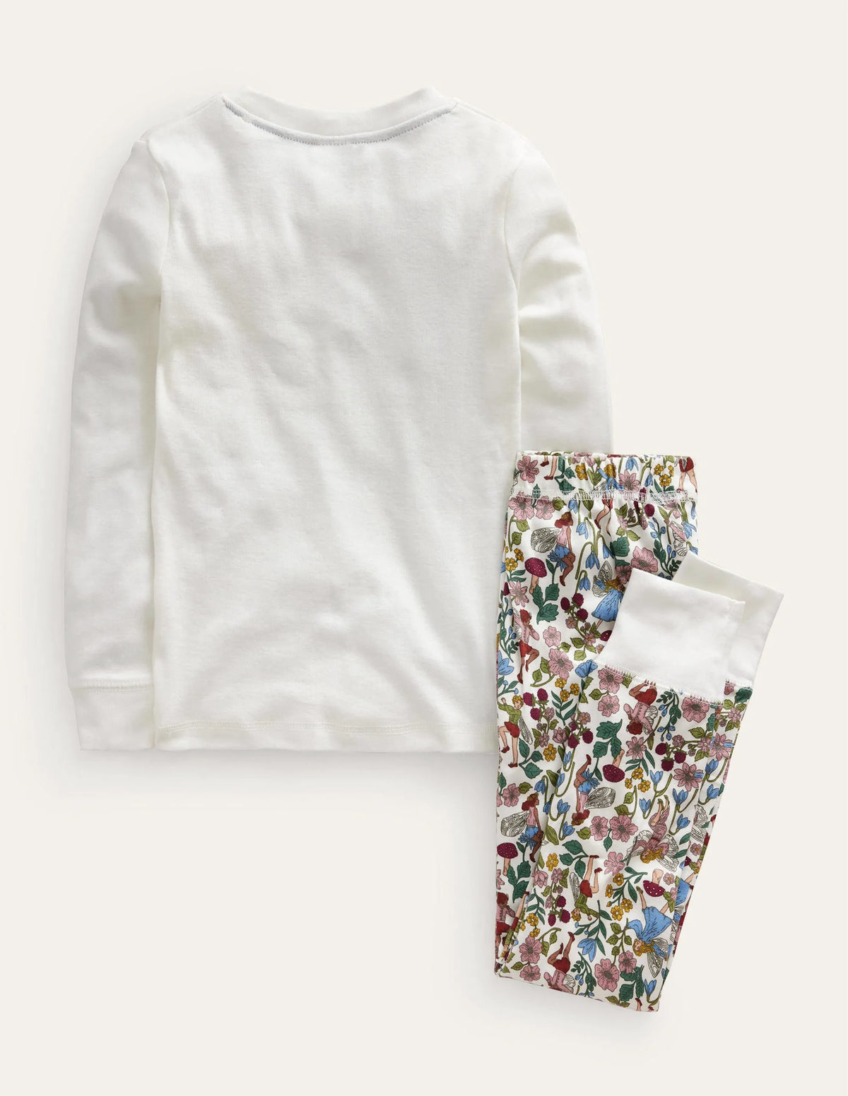 Snug Long John Pajamas-Ivory Fairies