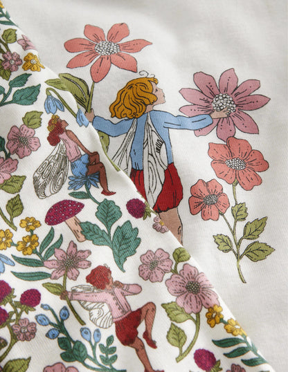 Snug Long John Pajamas-Ivory Fairies