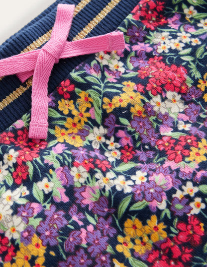 Printed Sweatshirt Skirt-Multi Flower