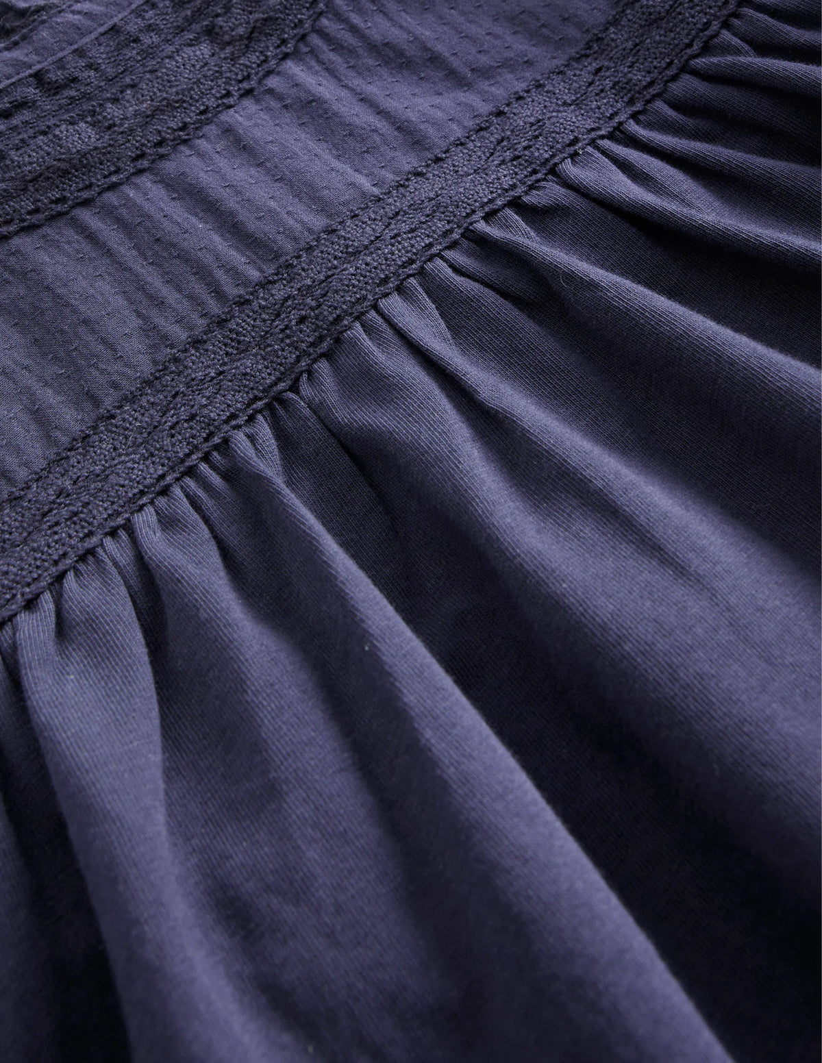Lace Detail Jersey Top-Navy