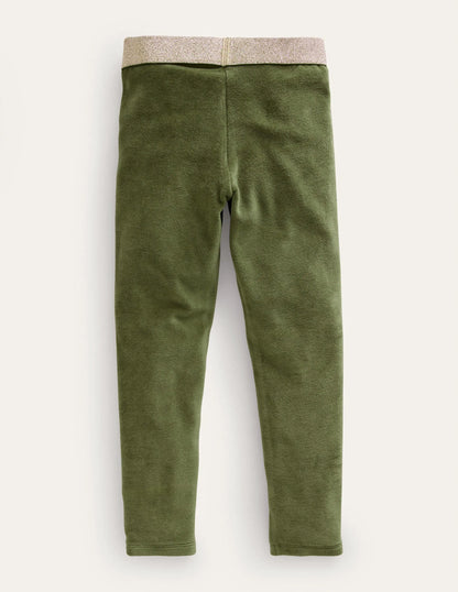 Velvet Leggings-Khaki Green