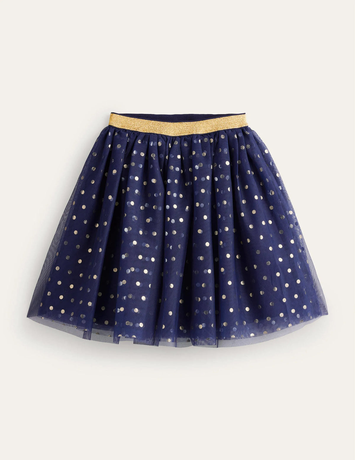 Tulle Metallic Midi Skirt-College Navy
