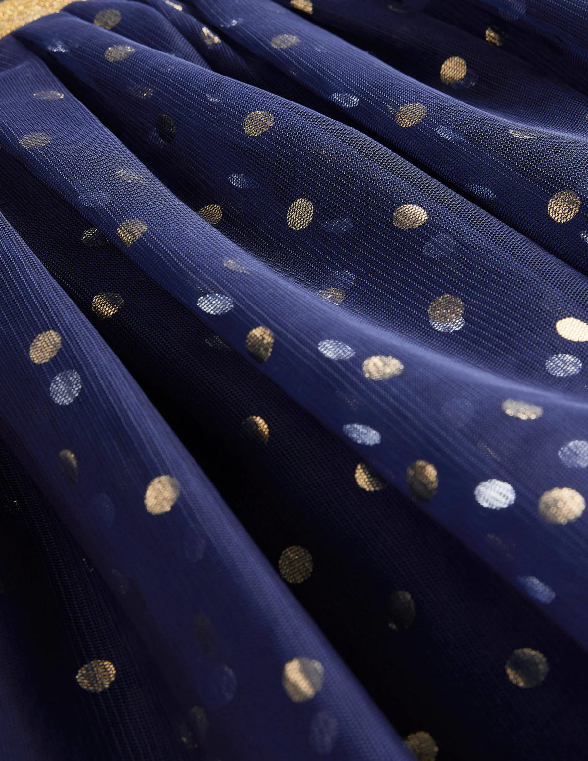 Tulle Metallic Midi Skirt-College Navy