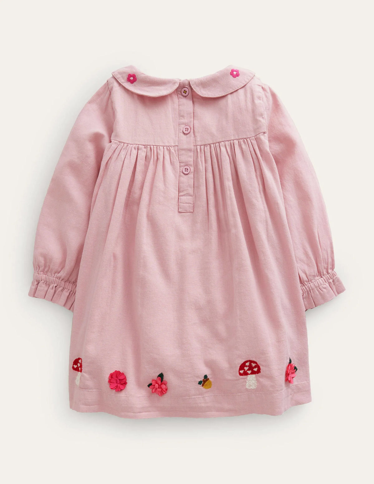 Embroidered Smocked dress-French Pink Woodland