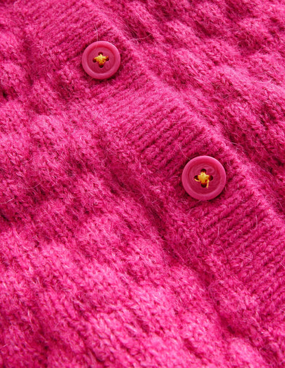 Bobble Stitch Cardigan-Mid Pink
