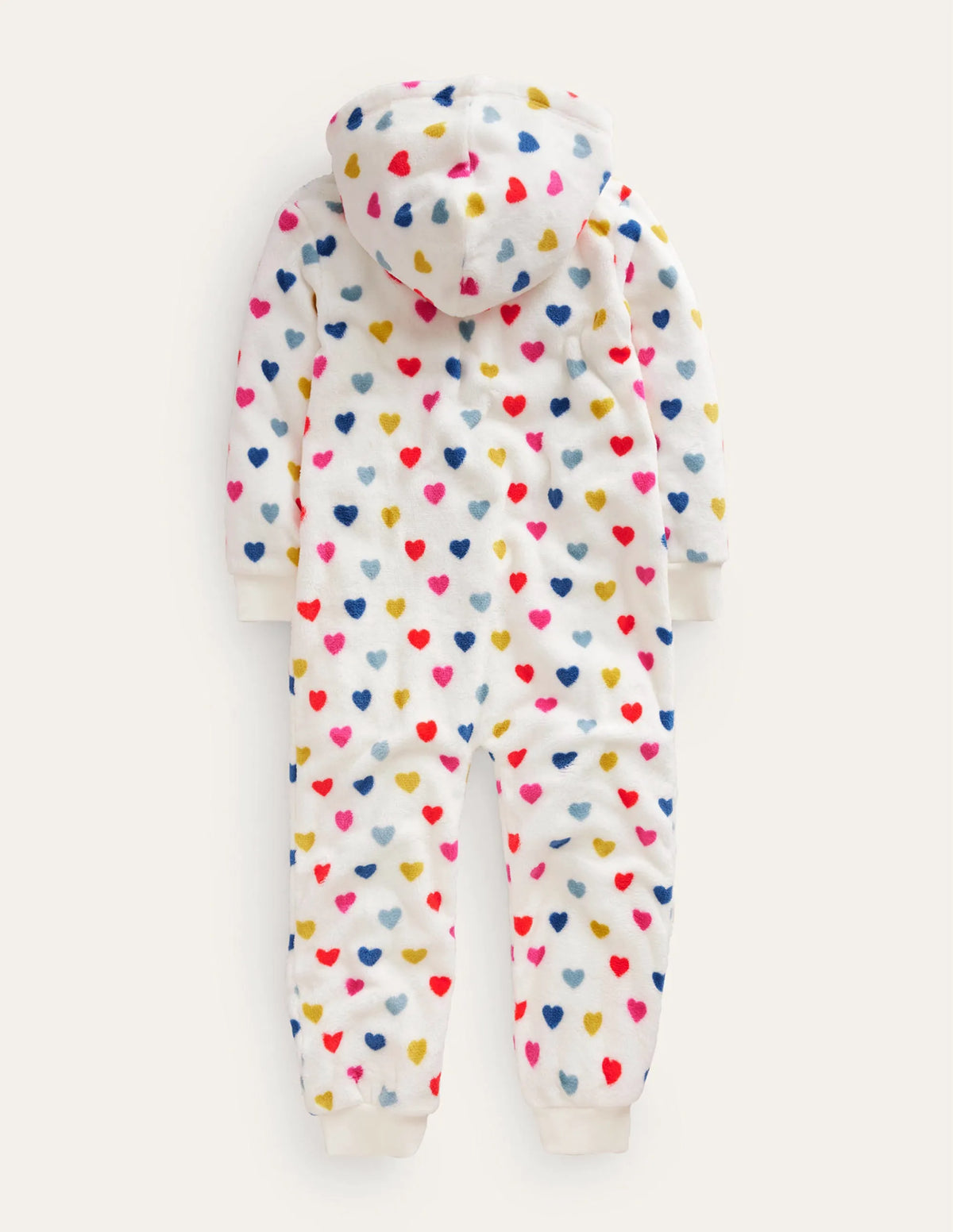 Cosy Fleece All-In-One-Ivory Multi Hearts