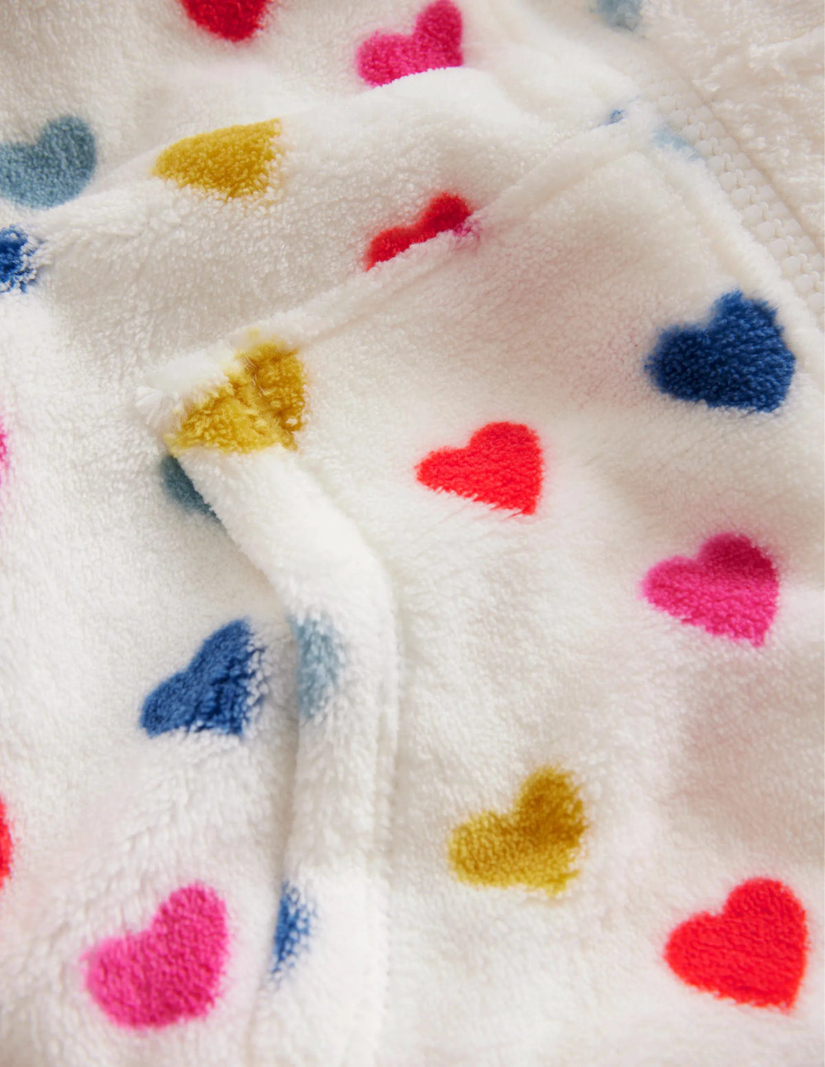 Cosy Fleece All-In-One-Ivory Multi Hearts