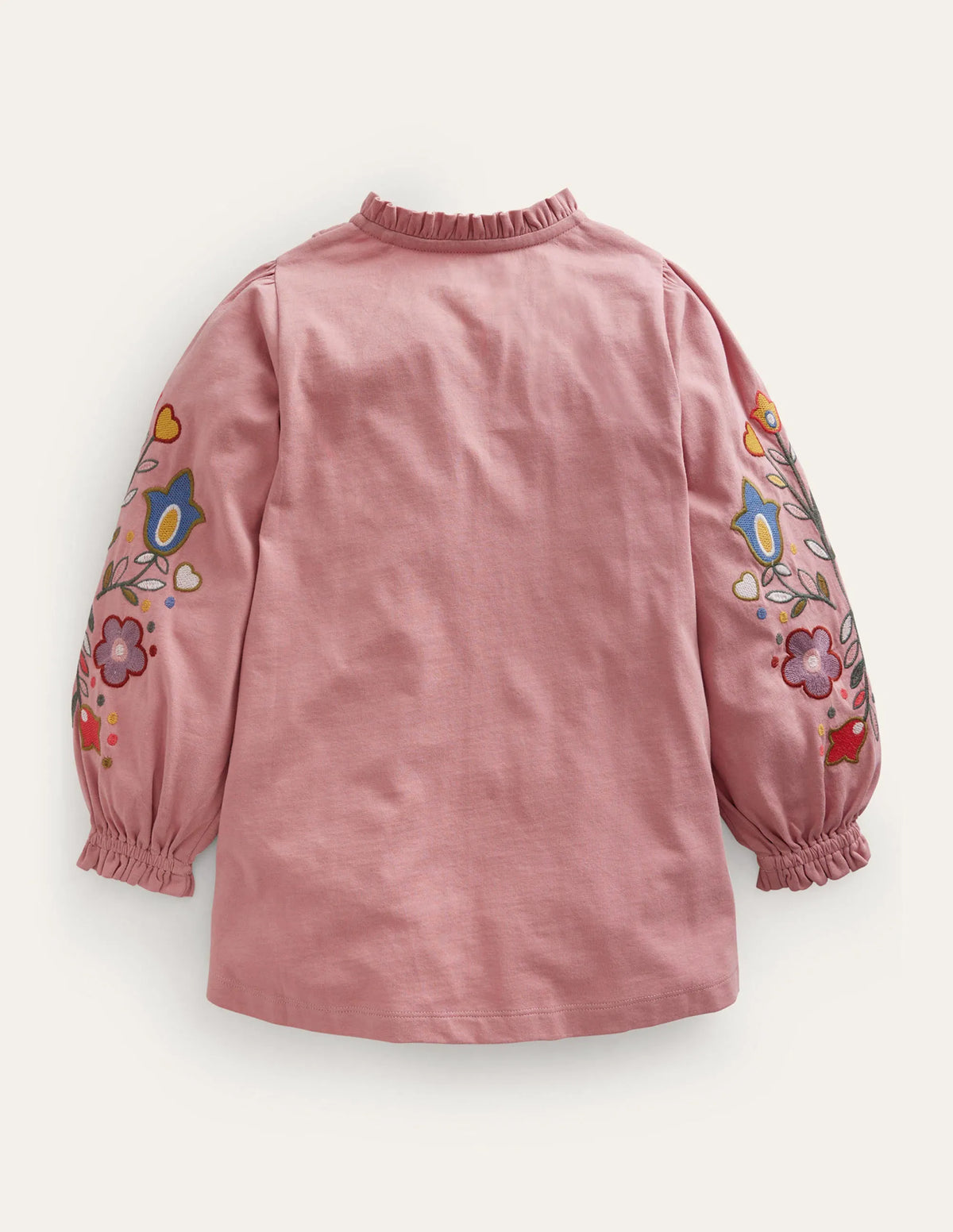 Embroidered Sleeve Tunic-Almond Pink Floral