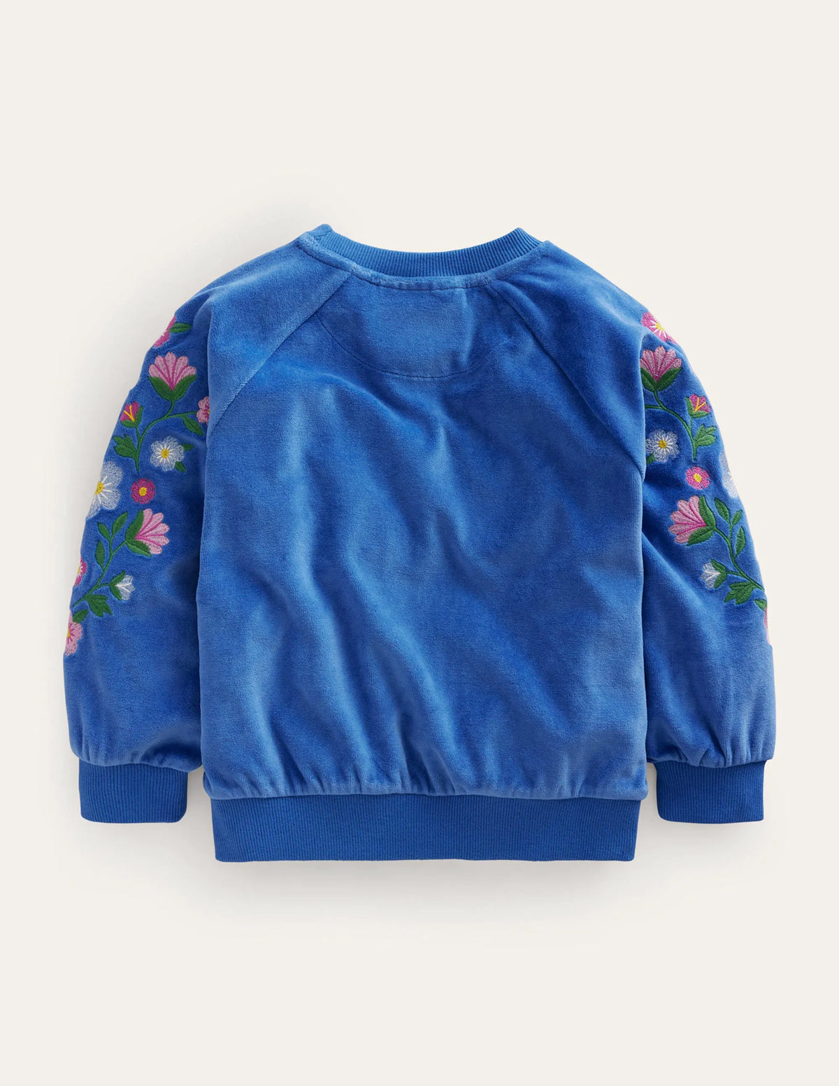 Embroidered Velour Sweat-Delft Blue Floral