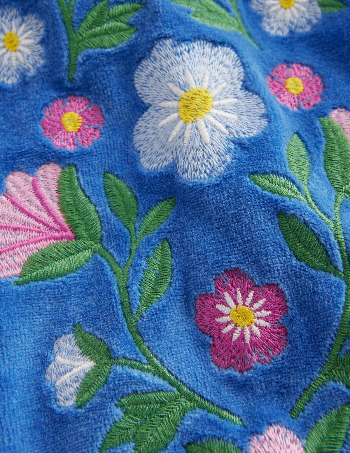 Embroidered Velour Sweat-Delft Blue Floral