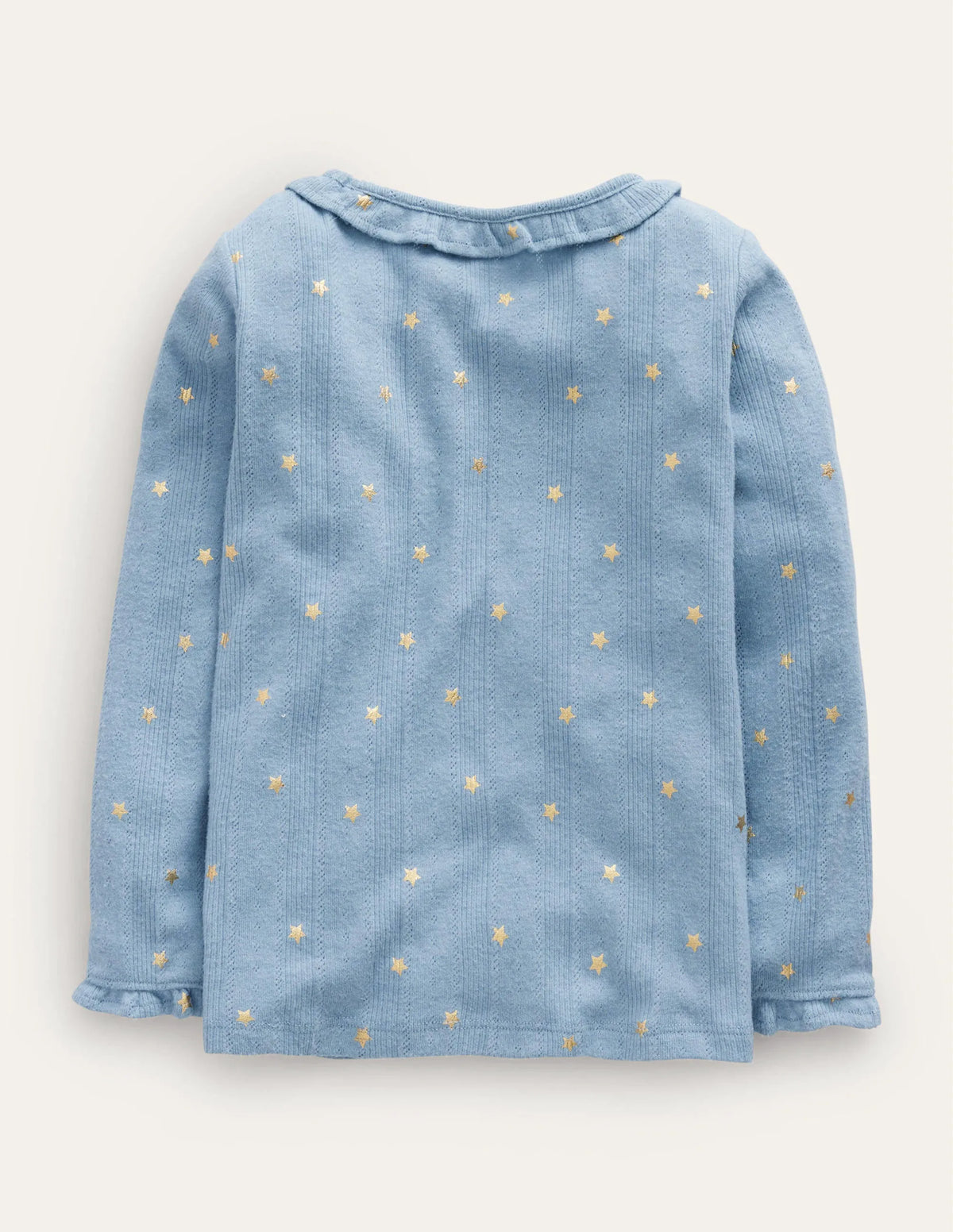 Ruffle Sparkle Pointelle-Pebble Blue Gold Star
